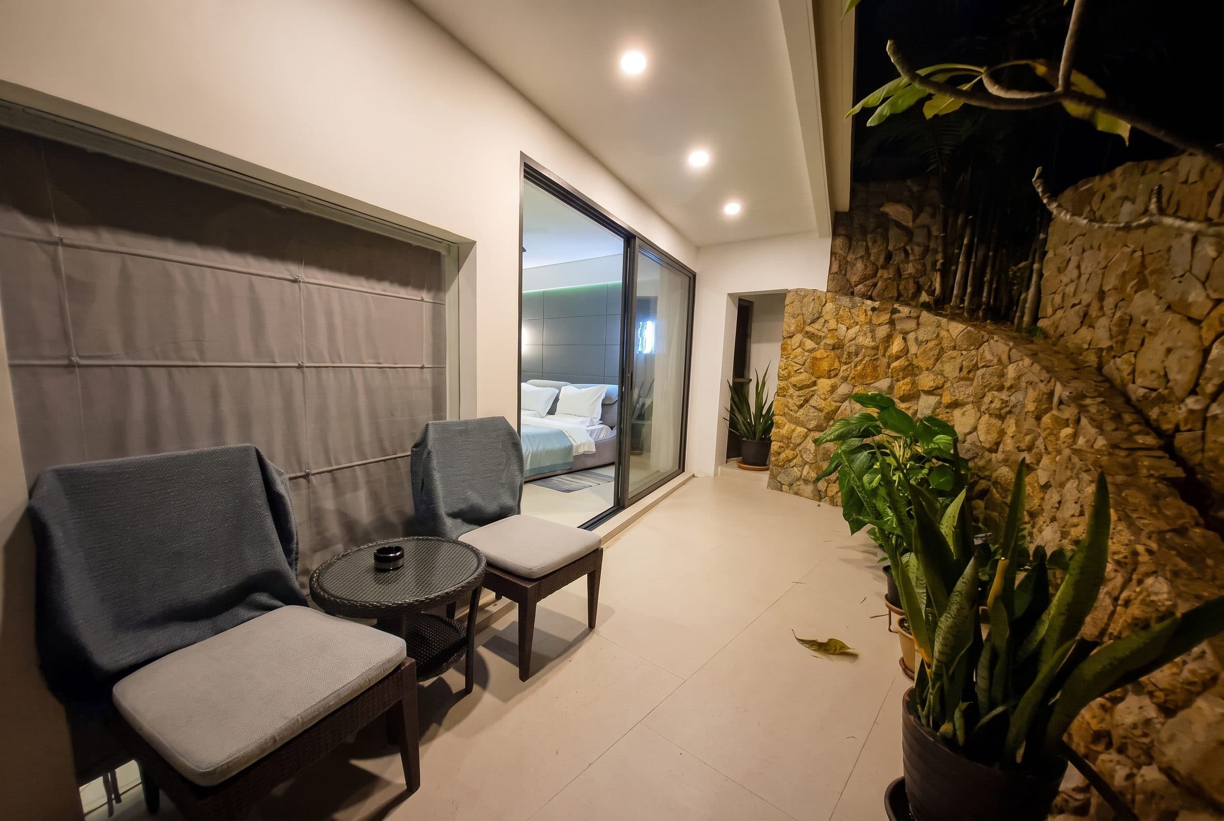 Private terrace at night
