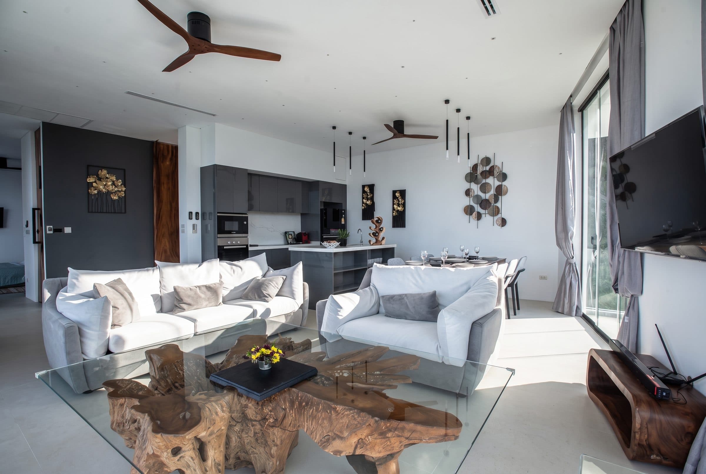 Open-plan living room and kitchen