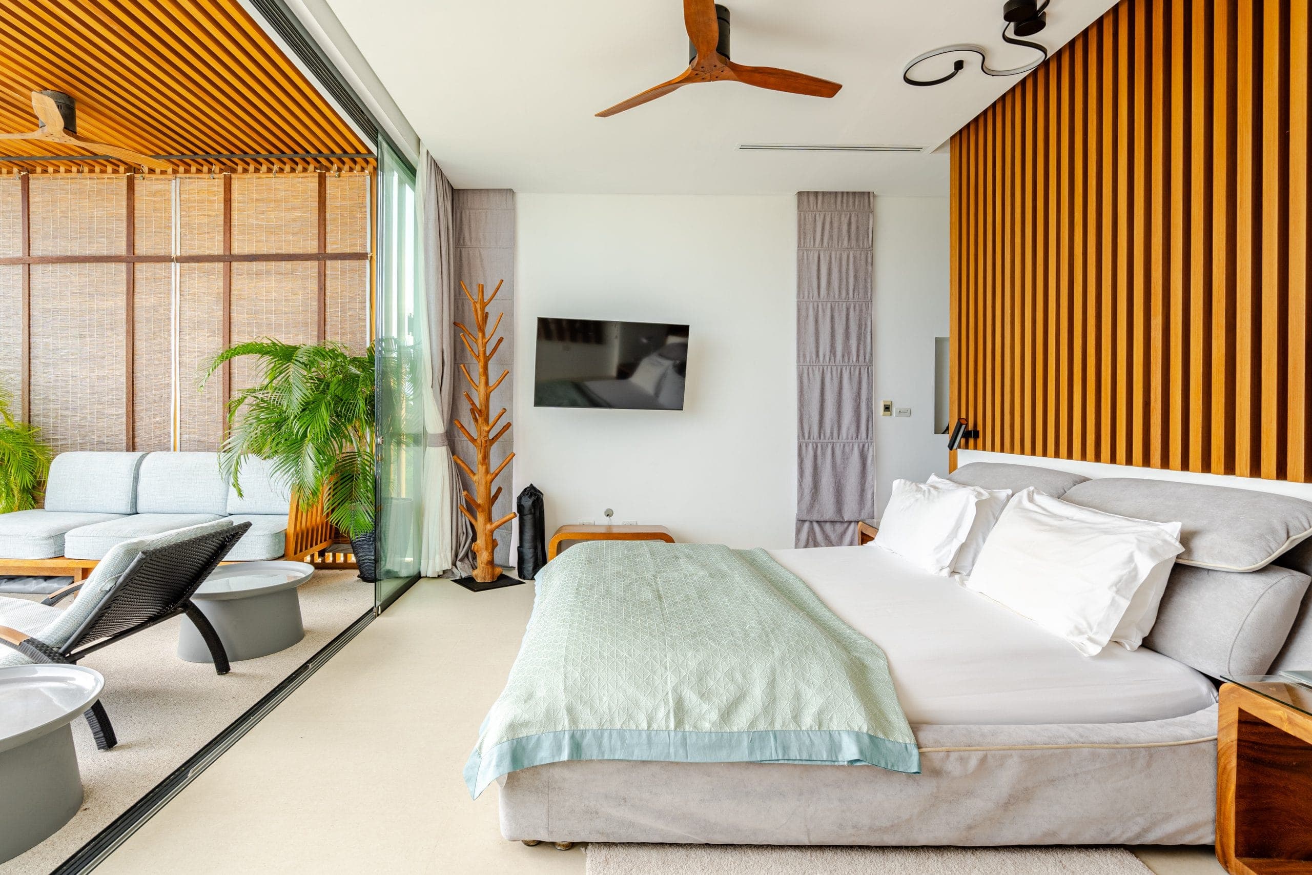 Honeymoon suite bedroom and TV
