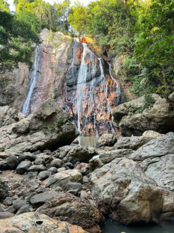 View from the bottom of one of the waterfalls in Koh Samui.
