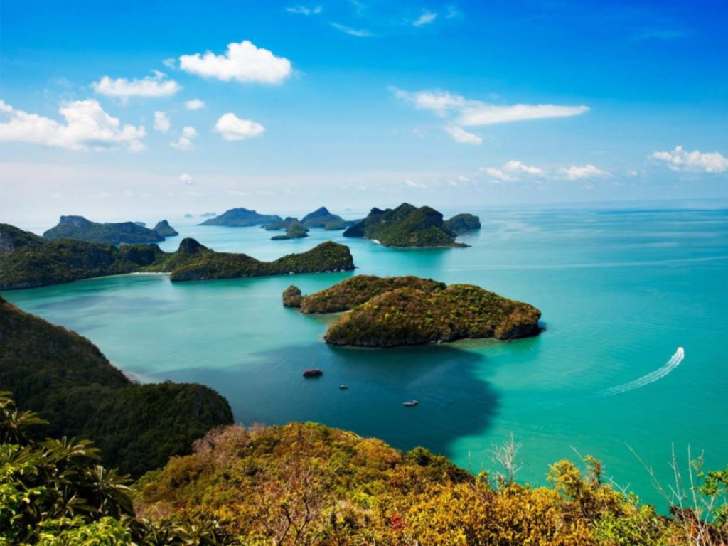 Aerial view of Ang Thong National Marine Park in Koh Samui